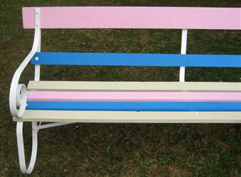 Candy stripe vintage multicoloured garden bench