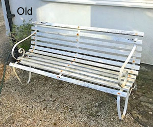 Garden bench seat needing renovation